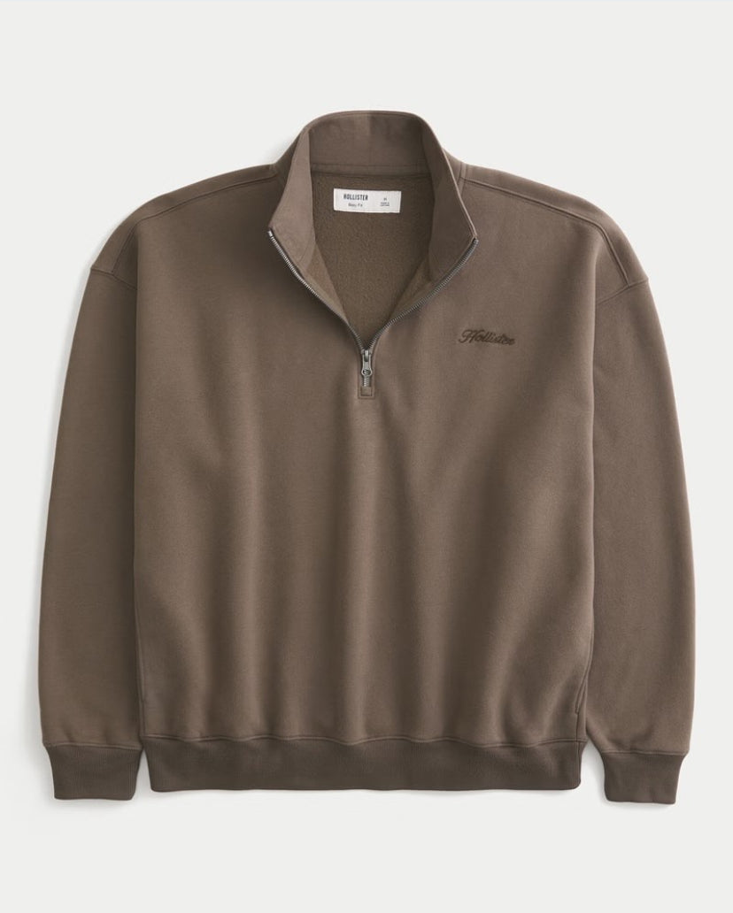 Hollister Boxy Logo Quarter-Zip Sweatshirt