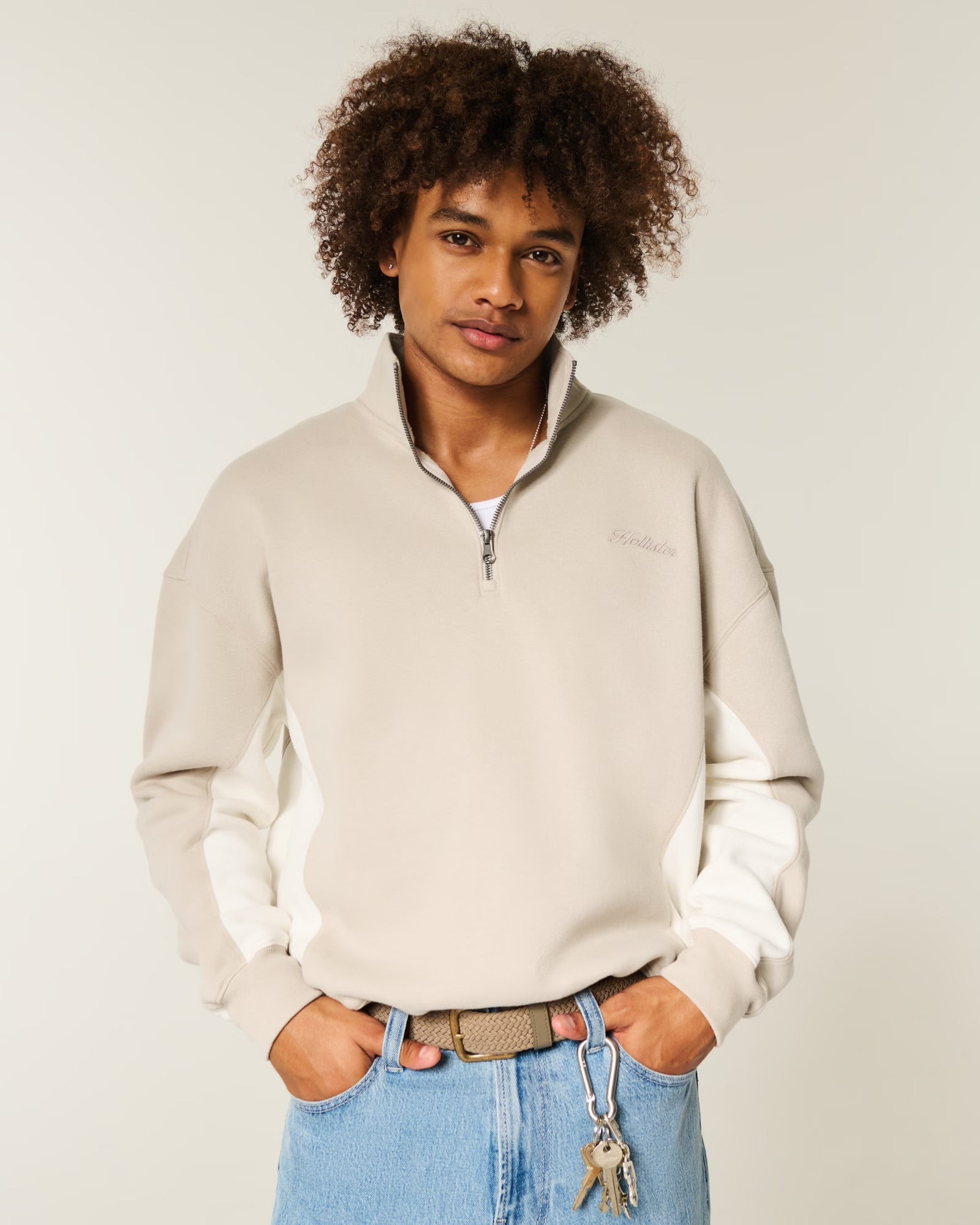 Hollister Boxy Logo Quarter-Zip Sweatshirt